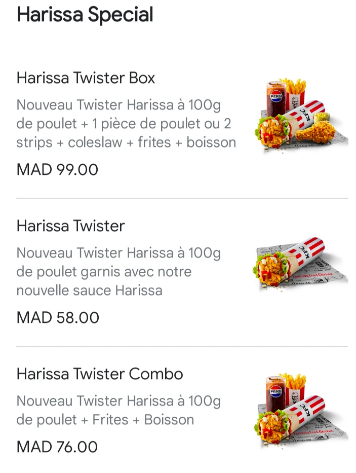 KFC Delivery Marrakech 10 KFC Livraison Marrakech