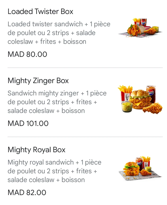 KFC Delivery Marrakech 3 KFC Livraison Marrakech Contact