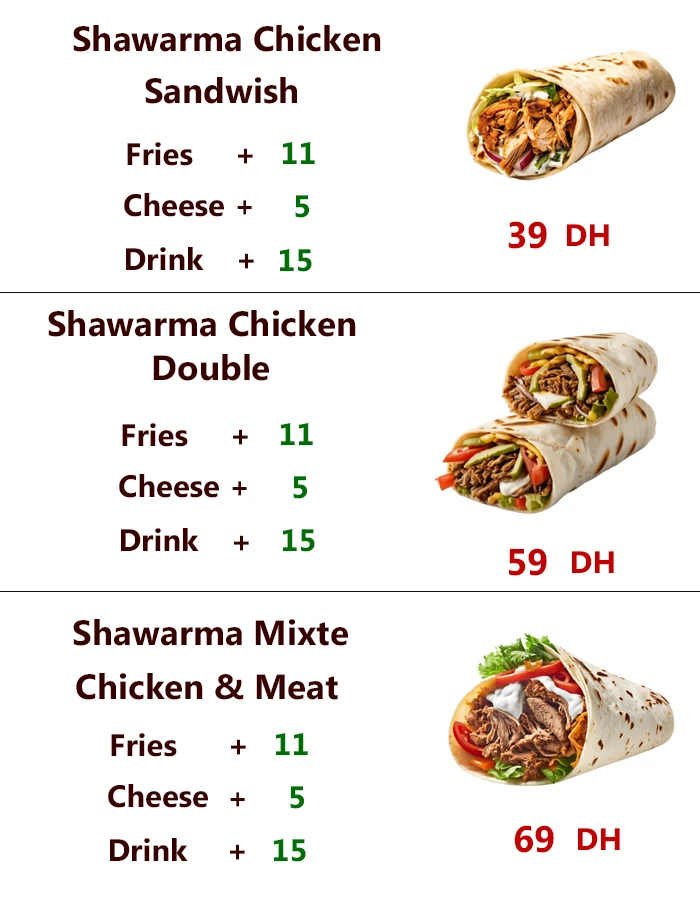 Shawarma Marrakech Menu 3 Shawarma Marrakech Menu Price